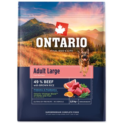 Krmivo Ontario Adult Large Beef &amp; Brown Rice 2,25kg