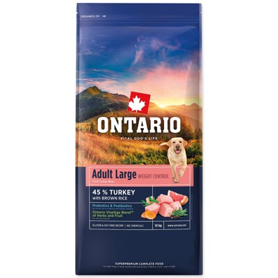 Krmivo Ontario Large Weight Control Turkey &amp; Brown Rice 12kg