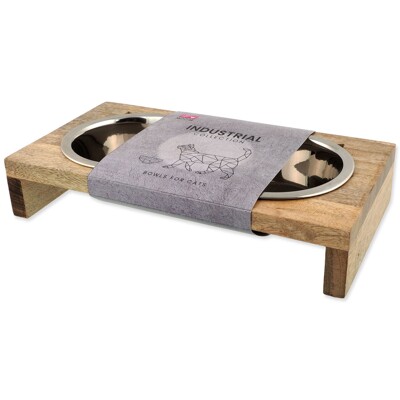 Misky Magic Cat nerez s dřevěným stojánkem 2x400ml