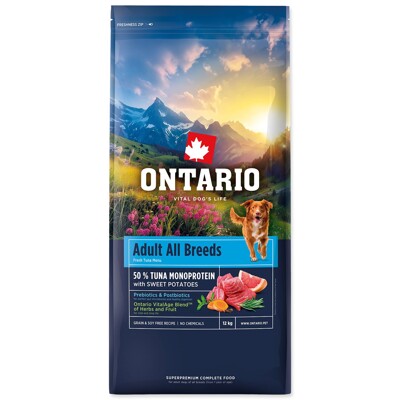 Krmivo Ontario Adult All Breeds Monoprotein Tuna &amp; Sweet Potatoes 12kg