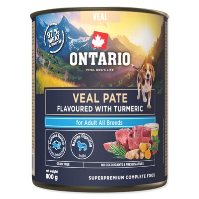 Konzerva Ontario Adult telecí pate s příchutí kurkumy 800g