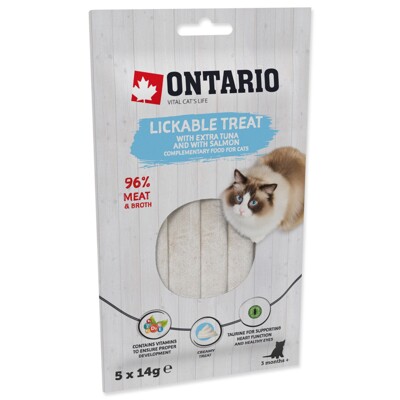 Pochoutka Ontario lízací extra tuňák a losos 5x14g