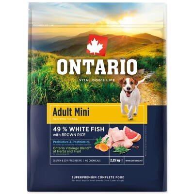 Krmivo Ontario Adult Mini Fish &amp; Brown Rice 2,25kg